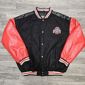 Vintage 90s Steve & Barry Ohio State University Buckeyes Bomber Jacket Size XL